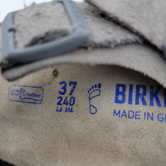 Birkenstock Tulum Stone Beige Coin Suede Soft Footbed Regular Sz EU 37 US 6.5 - Picture 6 of 11